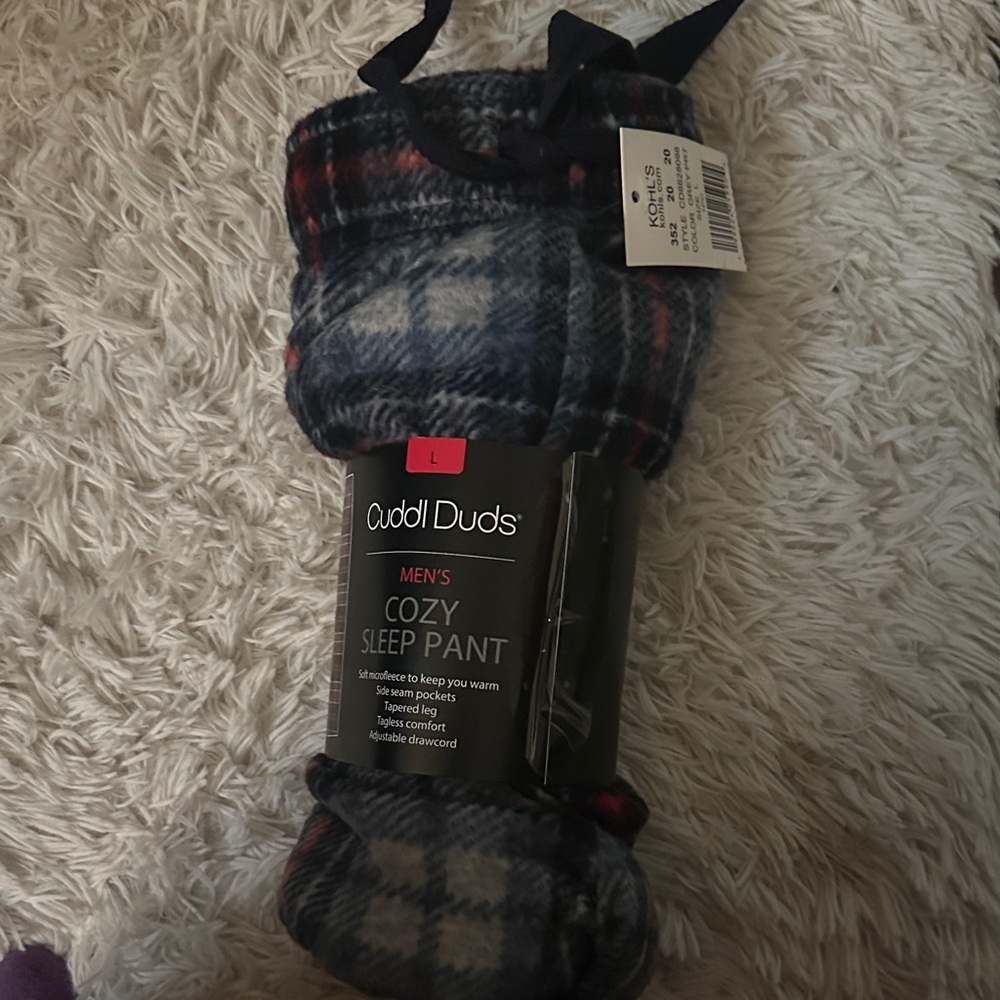 Cuddl Duds Men's Plaid Sleep Pant - Black and Blue